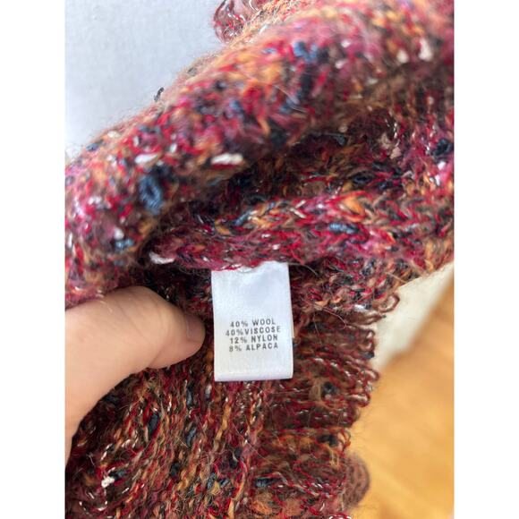 St. John Red & Orange Knit Fringe Trim Wool & Alpaca Vest - Picture 8 of 9